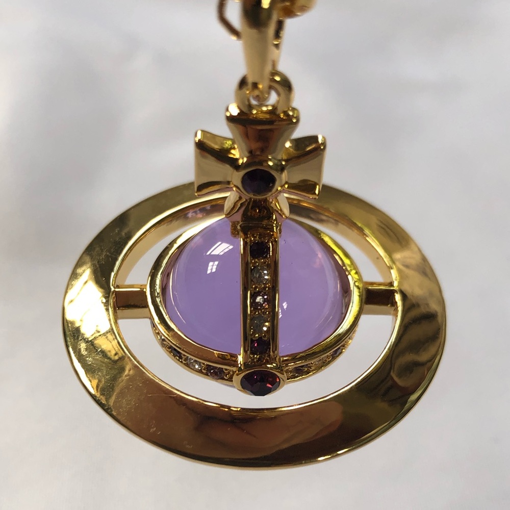 Large Purple/Gold Saturn Orb Necklace